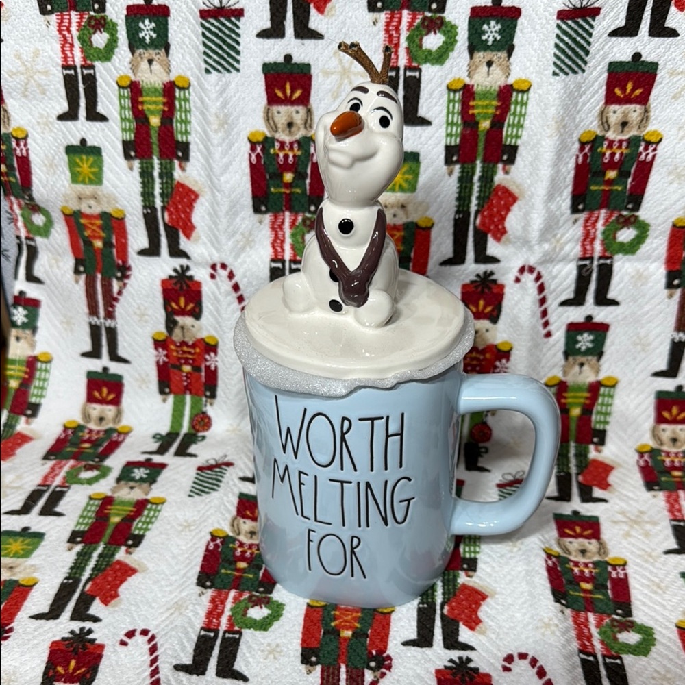 Rae Dunn Frozen Worth Melting For Mug with Olaf Topper